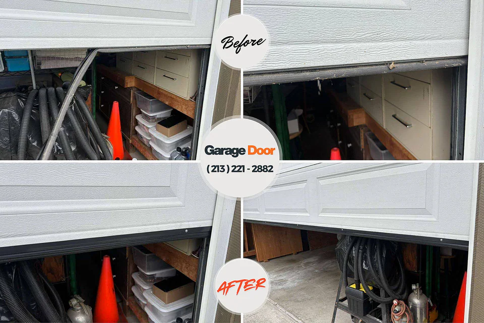 Before and after: garage door spring repair Viera East, FL